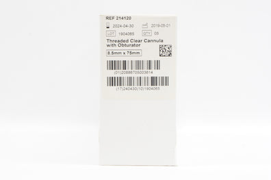 DePuy 214120 Threaded Clear Cannula with Obturator 8.5mm x 75mm - Box of 5